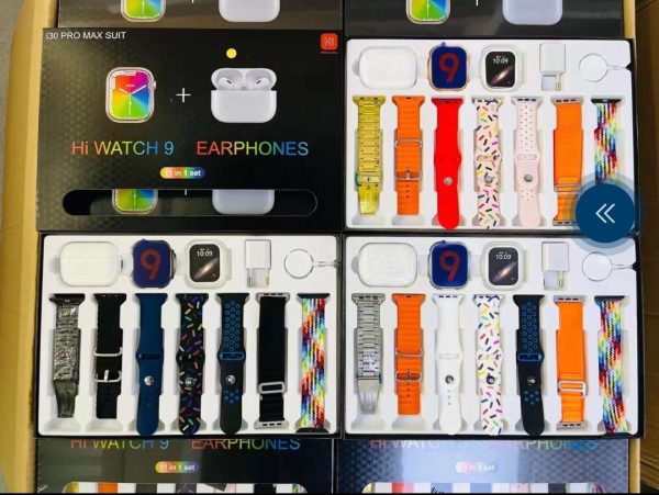 I30 Pro Max Suit Smart Watch with Earbuds – Series 9 (11-in-1 Set)