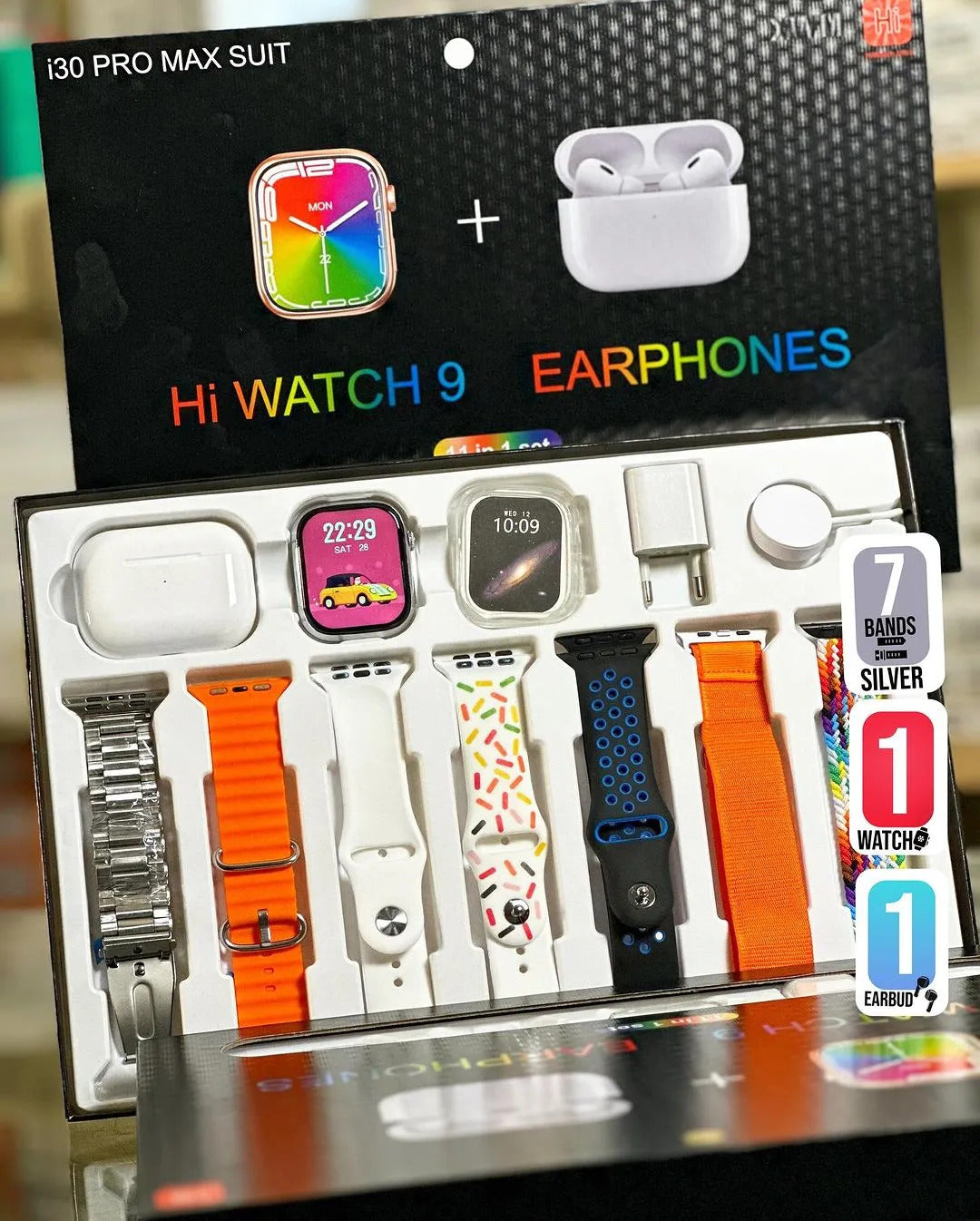 I30 Pro Max Suit Smart Watch with Earbuds – Series 9 (11-in-1 Set)